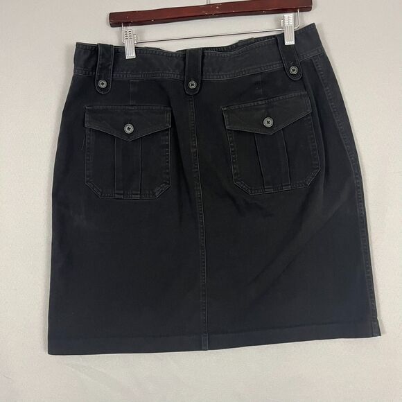 Lauren Ralph Lauren Womens Skirt 12 Black Denim Minimal Modest Western Coastal - Picture 2 of 5